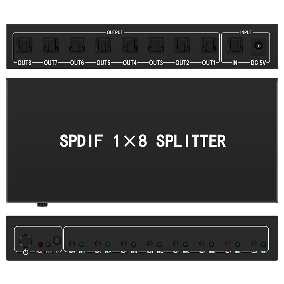 Home Cinema Sound System - Optical Audio Splitter,1 in 8 Out