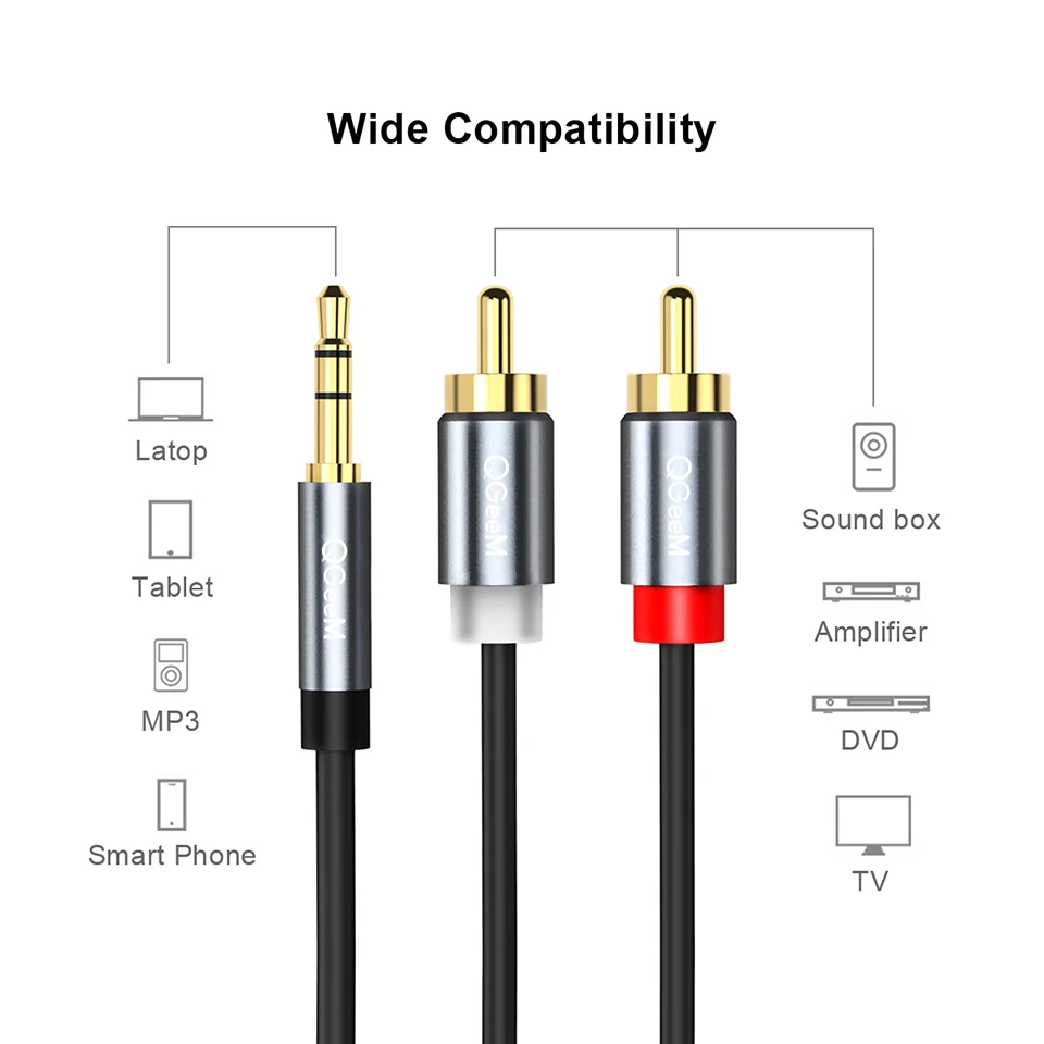 QGeeM RCA Cable 2RCA to 3.5 Au - огляд і ціна Home Cinema Sound System