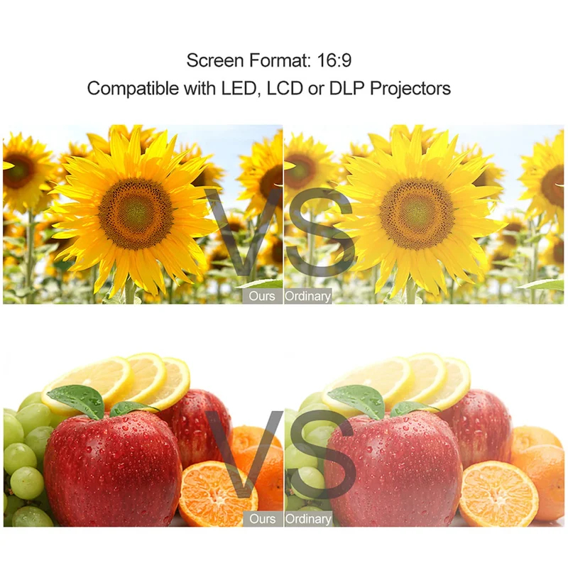 Anti-Light Portable Projector  - огляд і ціна Projector Screen 100 Inch